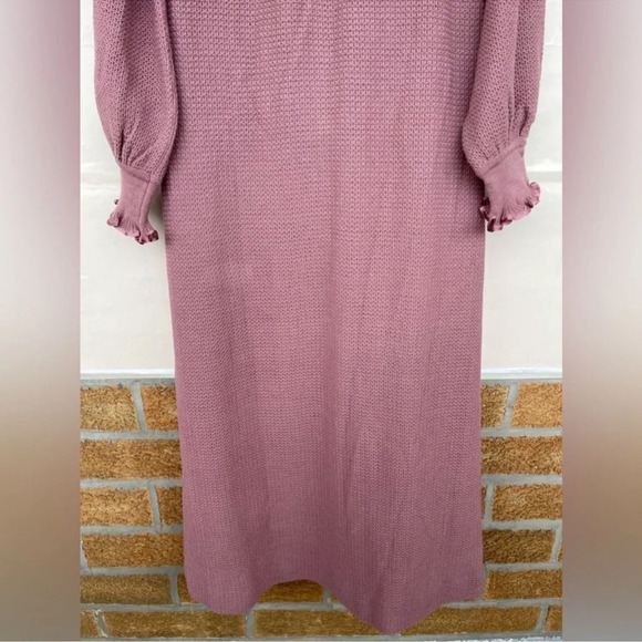 Liseuses Poggi 1973 virgin wool dusty pink Robe dress size large - Picture 15 of 16